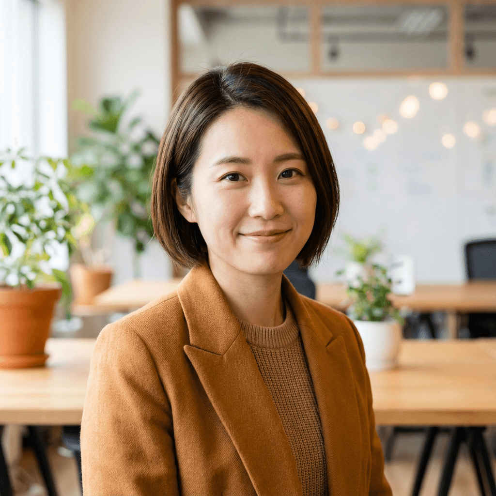 Melissa T., female office manager in her 30s, professional approachable look